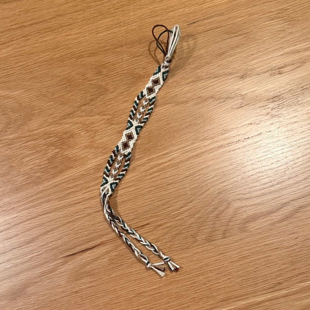Handcrafted Woven Bracelet - Brown and Cream